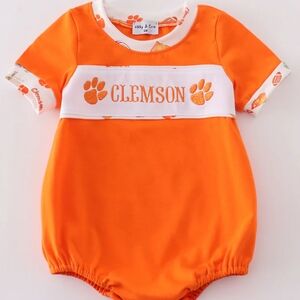 Abby&Evie Clemson Orange Baby Romper